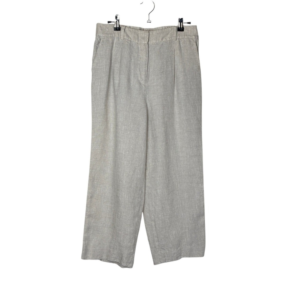 Talbots Womens Linen Bristol Crop Pant Size 6P Beige Officeβ Career Workwear